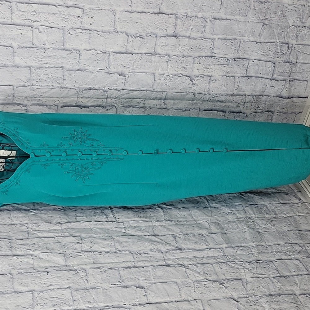 Halmode Plus Vintage‎ Elegant Teal Embroidered Midi Dress Size 18